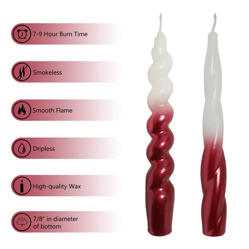 XINAOBAOLUO 4Red Taper Candles - Spiral Dripless (2 Pack) EasyOptionXY LLC