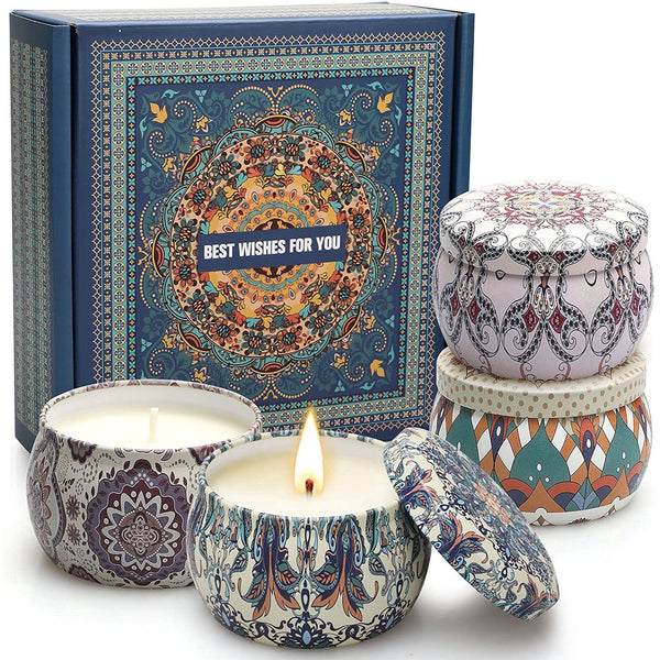 4 Pack Scented Candles, Candles for Home Scented, 120H Long Lasting Highly Scented, Soy Wax Candle, Aromatherapy Candles Gifts for Women, Christmas, Thanksgiving, Anniversary, Birthday EasyOptionXY LLC