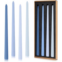 MGEZCOO 12 Inch Gradient Blue Taper Candle Sticks Pack of 4-Unscented Smokeless EasyOptionXY LLC