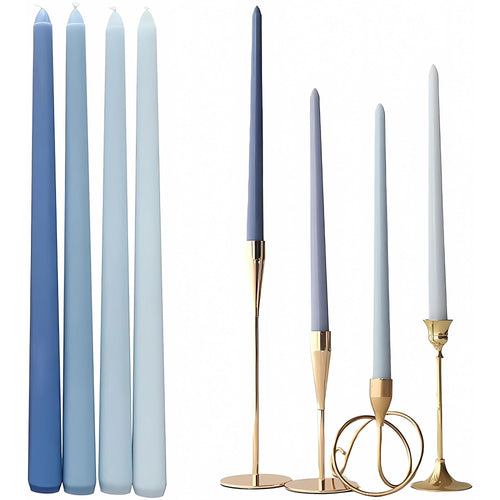 MGEZCOO 12 Inch Gradient Blue Taper Candle Sticks Pack of 4-Unscented Smokeless EasyOptionXY LLC