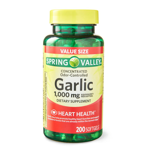 Spring Valley Odor-Controlled Garlic Softgels Dietary Supplement; 1000 mg; 200 Count EasyOptionXY LLC