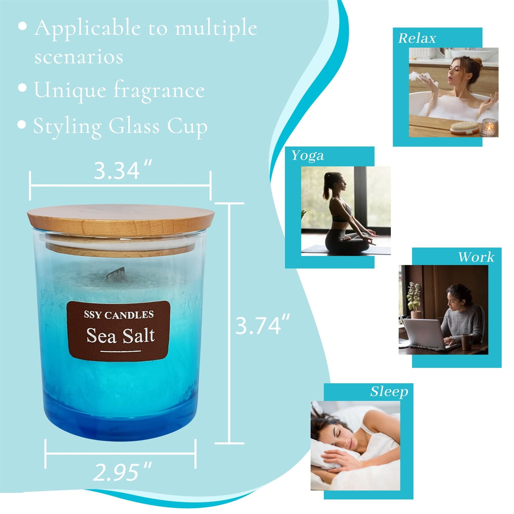 Gedengni Sea Salt Scented Candles for Home - Jar Candles 8.4 oz - Burn Time 50+H Wooden Wick Candles - Candles Gifts for Women EasyOptionXY LLC
