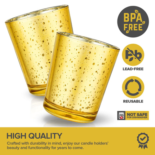 Stock Your Home Gold Votive Candle Holders Bulk Pack (36 Count), Tea Lights Candle Holder for Table Centerpiece, Christmas, Valentine, and Wedding Votive Candle Holders, Glass Votives Set EasyOptionXY LLC