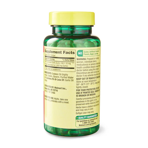 Spring Valley Odor-Controlled Garlic Softgels Dietary Supplement; 1000 mg; 200 Count EasyOptionXY LLC