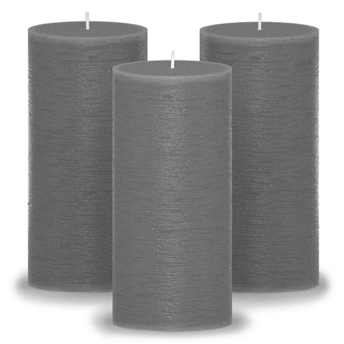CANDWAX 3x6 Pillar Candles Set of 3 - Decorative Rustic Candles Unscented and No Drip Candles - Ideal as Wedding Candles or Large Candles for Home Interior - Dark Gray Candles EasyOptionXY LLC