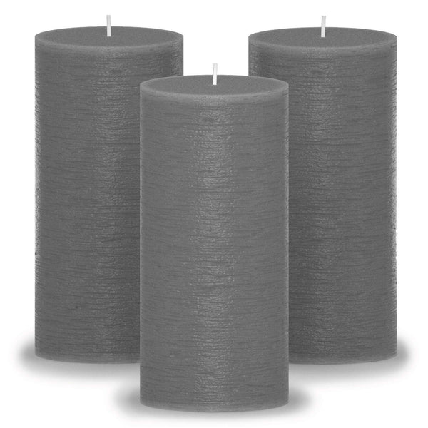 CANDWAX 3x6 Pillar Candles Set of 3 - Decorative Rustic Candles Unscented and No Drip Candles - Ideal as Wedding Candles or Large Candles for Home Interior - Dark Gray Candles EasyOptionXY LLC