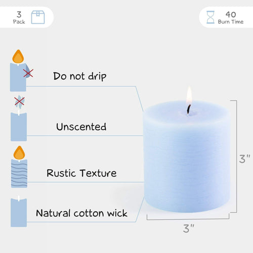 CANDWAX 3x6 Pillar Candles Set of 3 - Decorative Rustic Candles Unscented and No Drip Candles - Ideal as Wedding Candles or Large Candles for Home Interior - Dark Gray Candles EasyOptionXY LLC