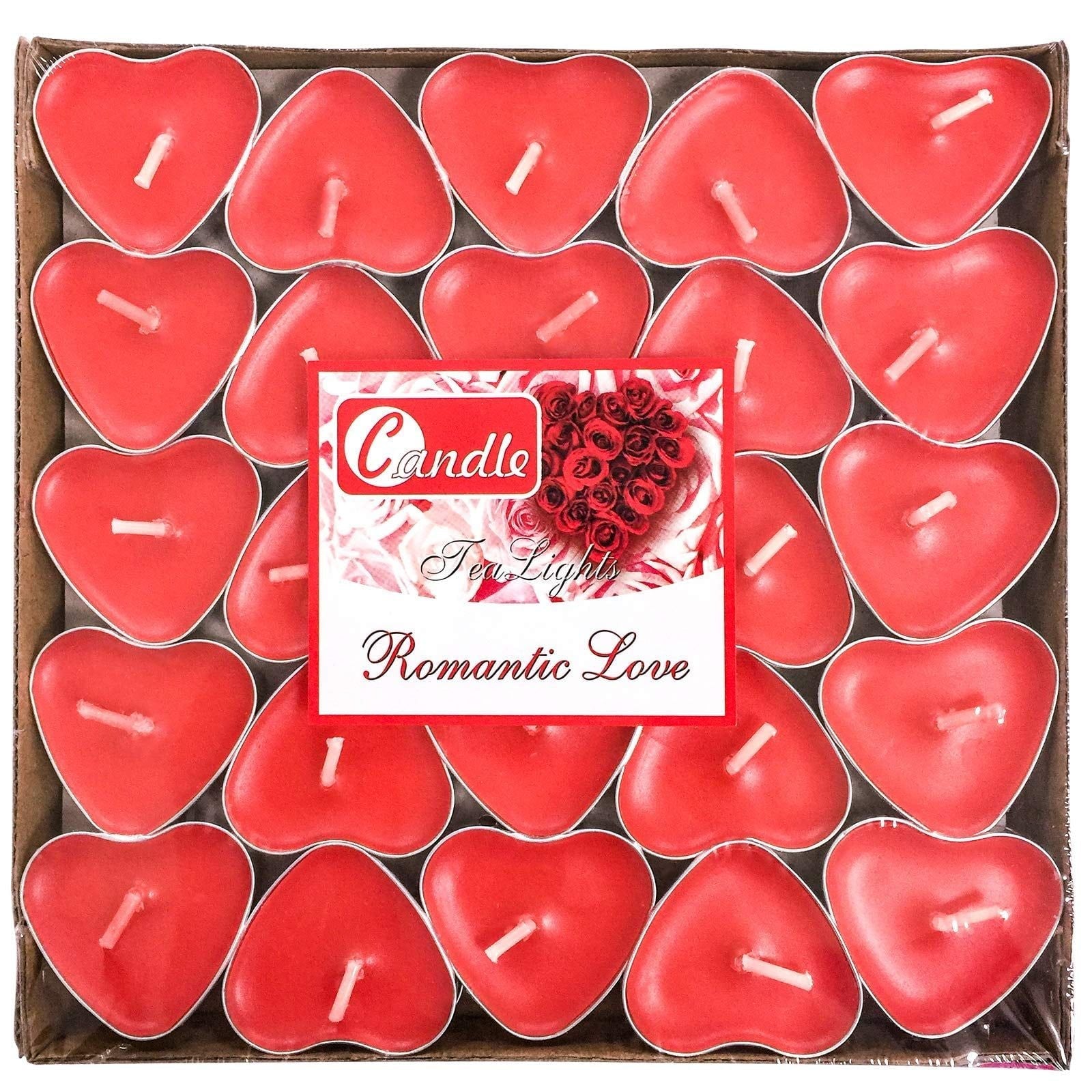50Packs Heart Shaped Tealight Candles(25 x 2 layers),Romantic Love Unscented Tea Lights Candles,Dripless & Long Lasting Smokeless Mini Tealight Candles for Mood,Romantic Decor,Pool,Dinners,Home,Weddin EasyOptionXY LLC