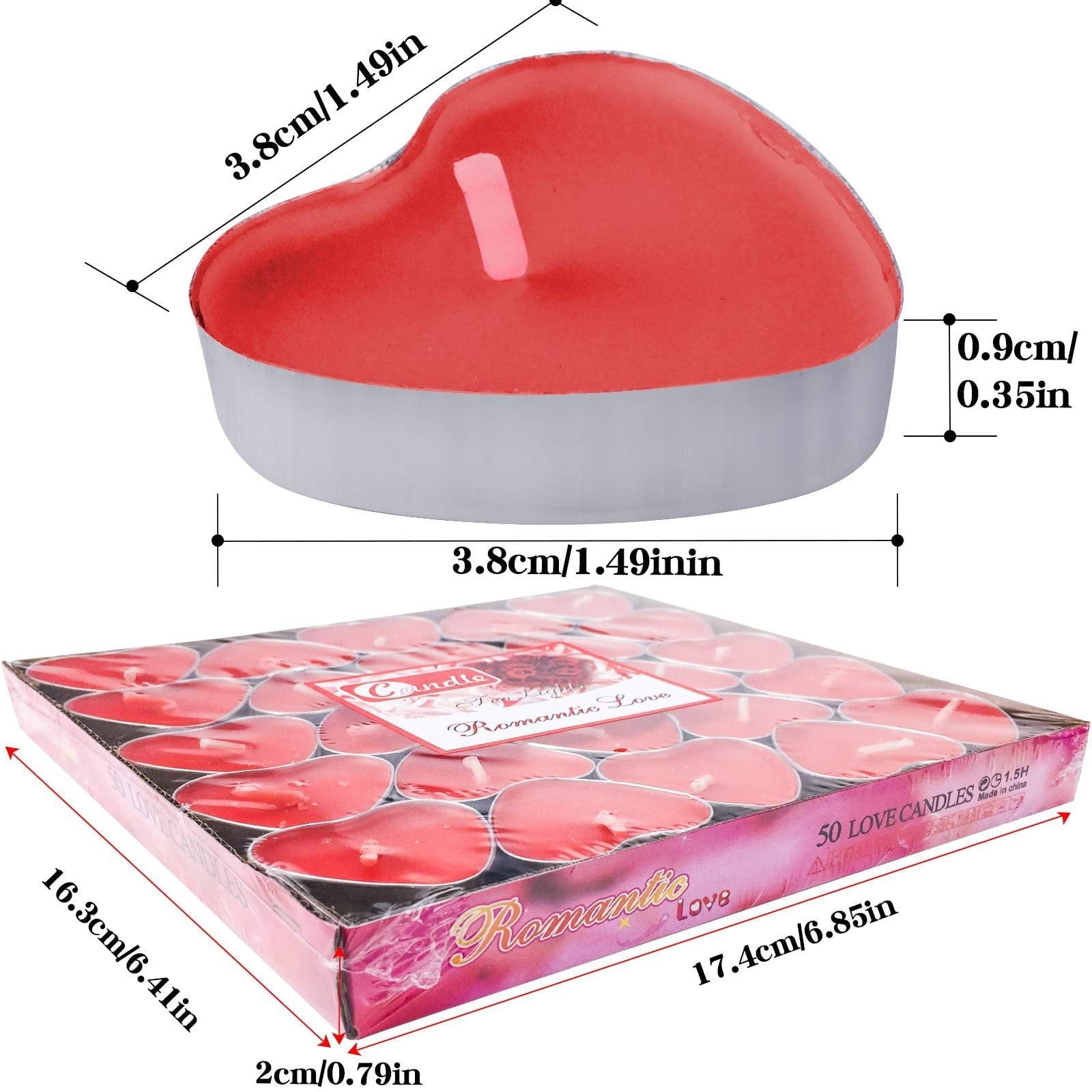50Packs Heart Shaped Tealight Candles(25 x 2 layers),Romantic Love Unscented Tea Lights Candles,Dripless & Long Lasting Smokeless Mini Tealight Candles for Mood,Romantic Decor,Pool,Dinners,Home,Weddin EasyOptionXY LLC