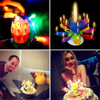 Goyunwell 2pcs Birthday Candles Flower Lotus Music Rotatable 2 Layers Candles Colorful EasyOptionXY LLC
