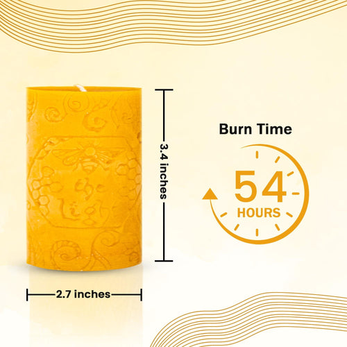 BeeTheLight Beeswax Large Pillar Candle (2.7" x 5.4") - Smokeless Unscented Candle - 72 Hours Burn Time - Natural & 100% Pure Beeswax Candle - Handmade Decorative Pillar Candle (Natural Yellow, Large) EasyOptionXY LLC