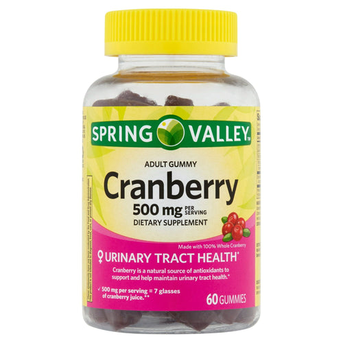Spring Valley Adult Gummy Cranberry Dietary Supplement; 500 mg; 60 Count EasyOptionXY LLC