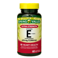 Spring Valley Extra Strength Vitamin E D-Alpha Softgels Supplement; 670 mg (1; 000 IU); 60 Count EasyOptionXY LLC