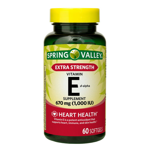 Spring Valley Extra Strength Vitamin E D-Alpha Softgels Supplement; 670 mg (1; 000 IU); 60 Count EasyOptionXY LLC