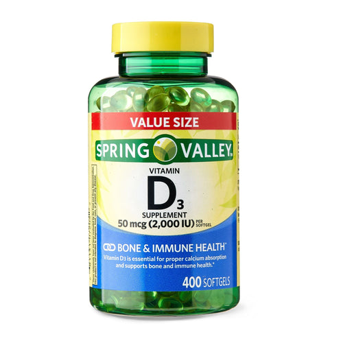 Spring Valley Vitamin D3 Supplement Softgels; 2000 IU; 400 Count EasyOptionXY LLC