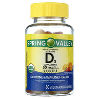 Spring Valley Vitamin D3 Gummy; 2000 IU; 80 Count EasyOptionXY LLC
