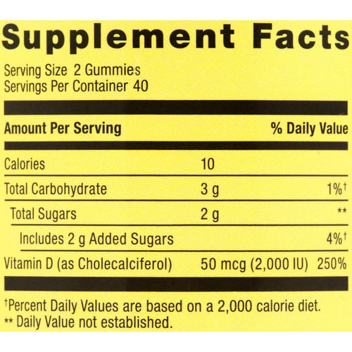 Spring Valley Vitamin D3 Gummy; 2000 IU; 80 Count EasyOptionXY LLC