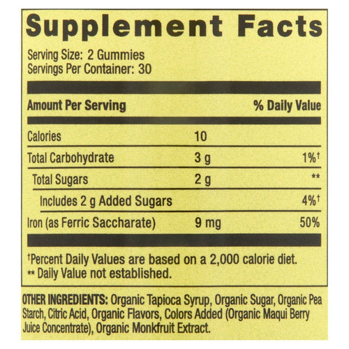 Spring Valley Iron Organic Vegetarian Gummies; 9 mg; 60 Count EasyOptionXY LLC