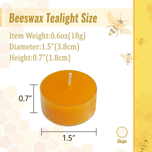Beeswax Tealight Candles Handmade Candlesticks,24pcs Round Tea Light Candles Natural Bees Wax Tealight Candle Smokeless Candle Stciks for Spa Home Decor Party Gifts EasyOptionXY LLC