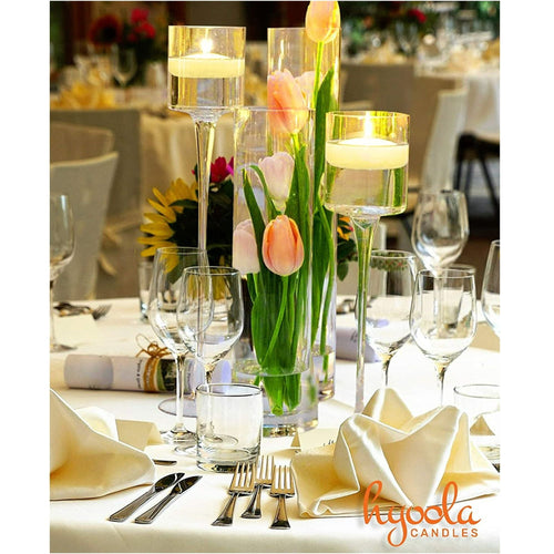 Hyoola 1.75 inch Round Unscented Ivory European Made Floating Candles, Paraffin Wax with Cotton Wicks, 20-Pack EasyOptionXY LLC