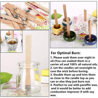 DADHOT 100set Candle Wick,Thicken Smokeless Cherry Wood Wicks for Candles-Long Lasting Flame-Easily Burn,Natural Candle Cores with Stand and Glue Dot,Candle Wicks for Candle Making EasyOptionXY LLC
