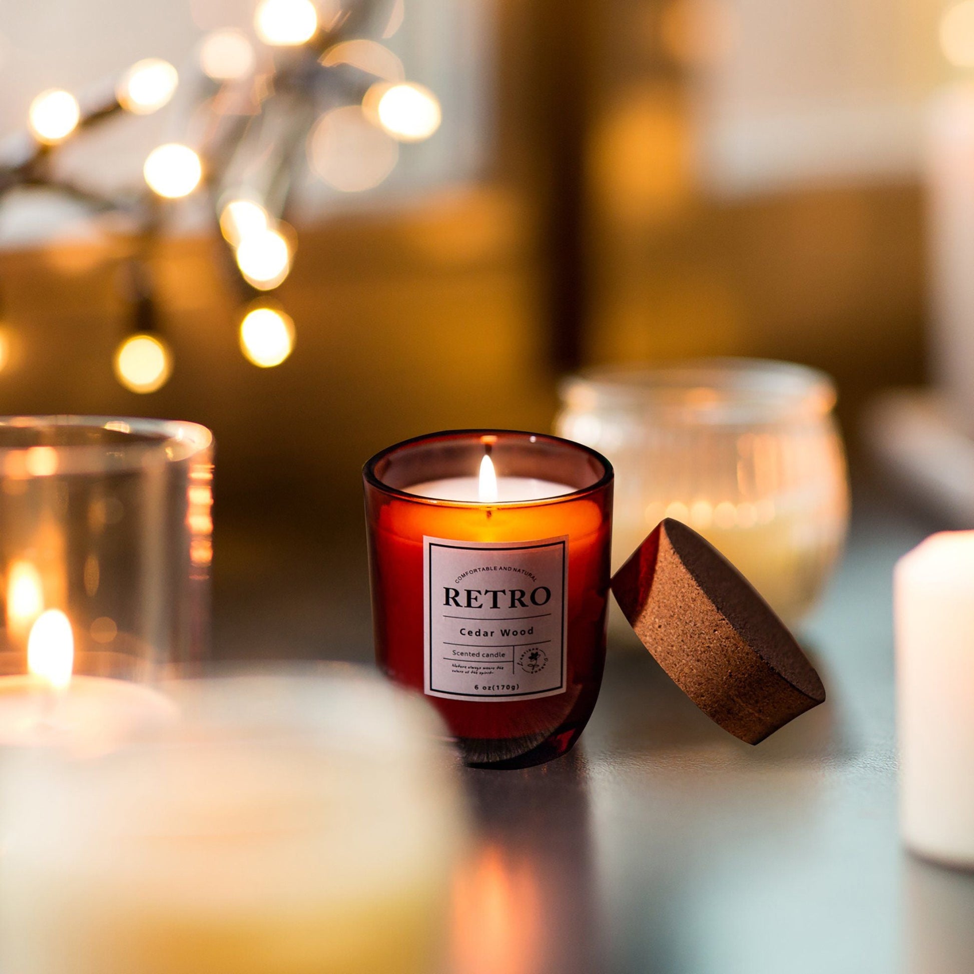 Briful Cedar Wood Scented Candles Long Lasting Soy Candle Help Relaxing Stress Relief Cool Meditation,Candle Wax 6 oz Red Home Decor EasyOptionXY LLC