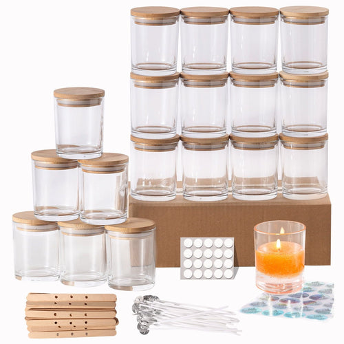 Goldarea Candle Making Kit,20Pcs 7oz Glass Candle Jars with Bamboo Lids and Making Supplies. EasyOptionXY LLC