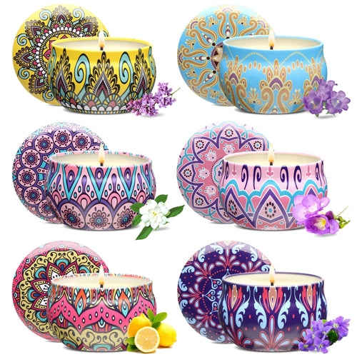 Scented Candles Gift Set, 6 Pack Jar Aromatherapy Candles for Women, Each Candle Burns for 15 h EasyOptionXY LLC