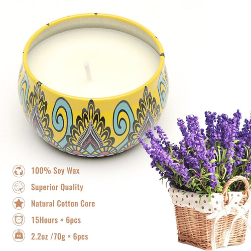 Scented Candles Gift Set, 6 Pack Jar Aromatherapy Candles for Women, Each Candle Burns for 15 h EasyOptionXY LLC