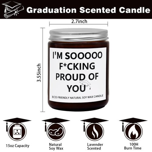 Nrnio Graduation Gift for Her/Him, Sooooo Proud of You Graduation Candle Soy Wax Lavender Scented Candle for Party Decorations, High School College Grad Gift, Best Friend Gift, 15OZ, 100Hr Burn Time EasyOptionXY LLC