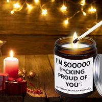 Nrnio Graduation Gift for Her/Him, Sooooo Proud of You Graduation Candle Soy Wax Lavender Scented Candle for Party Decorations, High School College Grad Gift, Best Friend Gift, 15OZ, 100Hr Burn Time EasyOptionXY LLC