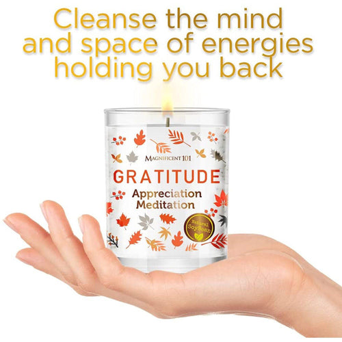 Magnificent 101 Long Lasting Set of 3 Gratitude Smudge Candles | 3.5 Oz Each - 42 Hour Burn |Soy Wax Candle for House Energy Cleansing, Meditation & Manifestation EasyOptionXY LLC