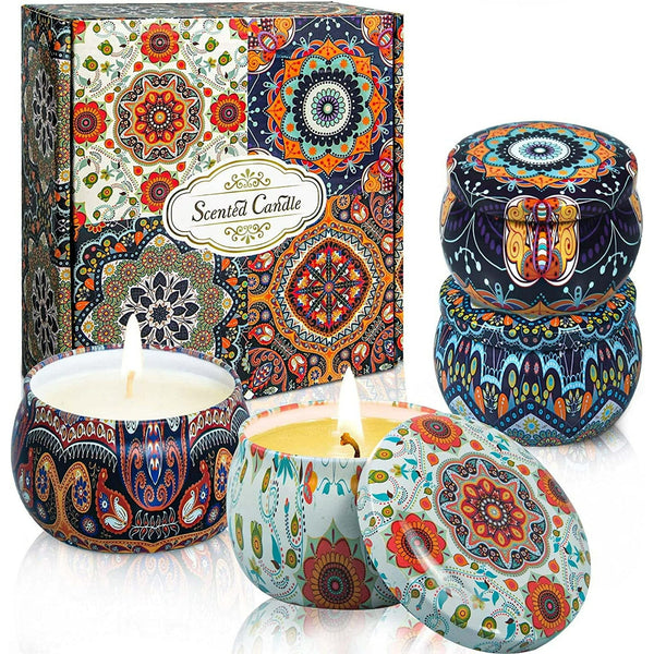 OSHINE 4-PACK Christmas Candles Scented Candles Gift Set Aromatherapy Soy Candles 100% Natural Soy 4.4 oz Strongly Fragrance Stress Relief for Mother's Day,Valentine's Day,Birthday,Anniversary EasyOptionXY LLC