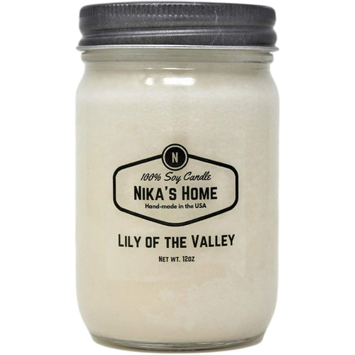 Nika's Home Lily of The Valley Soy Candle 12oz Mason Jar Non-Toxic White Soy Candle Handmade, Long Burning 50-60 Hours Highly Scented All Natural, Clean Burning Candle Gift D¨¦cor EasyOptionXY LLC