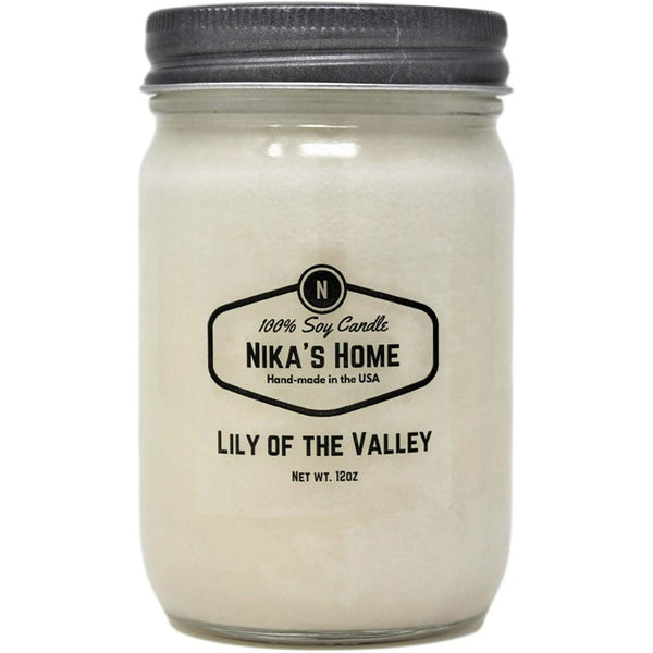 Nika's Home Lily of The Valley Soy Candle 12oz Mason Jar Non-Toxic White Soy Candle Handmade, Long Burning 50-60 Hours Highly Scented All Natural, Clean Burning Candle Gift D¨¦cor EasyOptionXY LLC