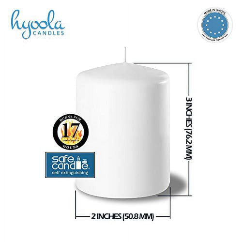 Hyoola 2 x 3 White Unscented European Made Pillar Candles, Dripless Paraffin Wax with Smokeless Cotton Wicks, 4-Pack EasyOptionXY LLC