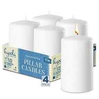Hyoola 2 x 3 White Unscented European Made Pillar Candles, Dripless Paraffin Wax with Smokeless Cotton Wicks, 4-Pack EasyOptionXY LLC