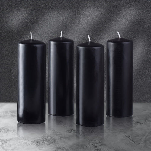 Hyoola 2 x 6 Black Unscented European Made Pillar Candles, Dripless Paraffin Wax with Smokeless Cotton Wicks, 4-Pack EasyOptionXY LLC