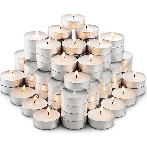 Montopack Unscented Smokeless White Tealight Candles 100 Pack EasyOptionXY LLC