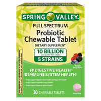 Spring Valley Full Spectrum Probiotic Supplement Chewable Tablet; 30 Count EasyOptionXY LLC