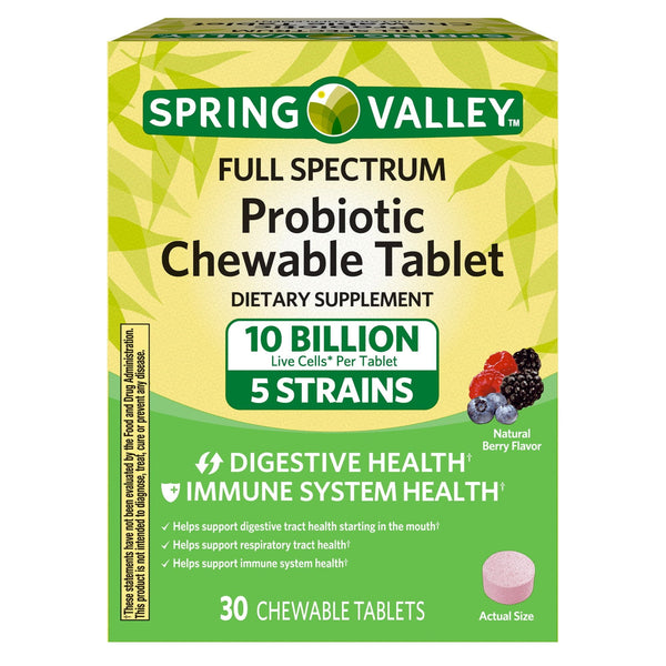 Spring Valley Full Spectrum Probiotic Supplement Chewable Tablet; 30 Count EasyOptionXY LLC