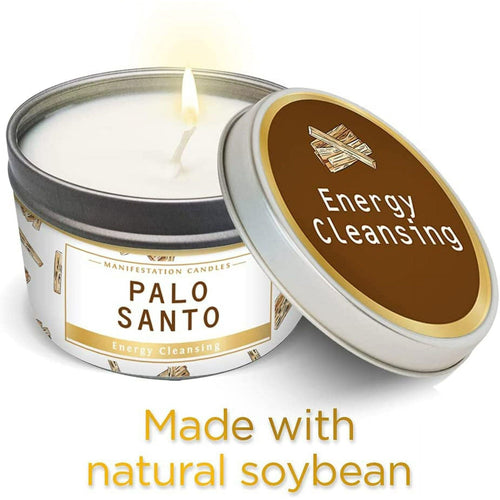 Manifestation Candles Purification and Chakra Healing - Natural Soy Wax Tin Candle With Palo Santo, Woody & Earthy Scented EasyOptionXY LLC