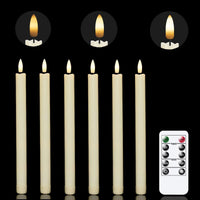 Chamvis Flickering Ivory Flameless LED Battery Operated Taper Plastic Candles 3D Wick Lights 6PK with Remote Control with Timer for Home Decor Halloween Christmas Wedding EasyOptionXY LLC