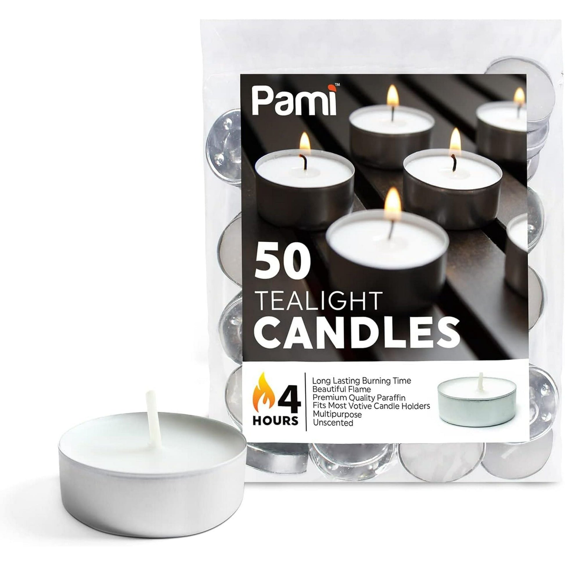 PAMI Premium Tealight Candles Unscented Paraffin Small Candles in Bulk, 50-Pack EasyOptionXY LLC