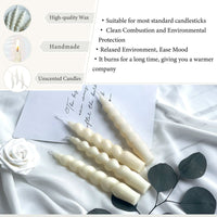 FCMSHAMD 7.5 Inch Spiral Taper Candles Set of 4 Burn Time 6 H Unscented Smokeless for Wedding Dinner Decoration Candle Sticks EasyOptionXY LLC