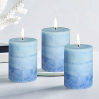 Meltone Strong Ocean Scented Pillar Candles,50+ Hrs Long Burning Candles3 Pack Blue Candles for Home Scented (3x4'') EasyOptionXY LLC