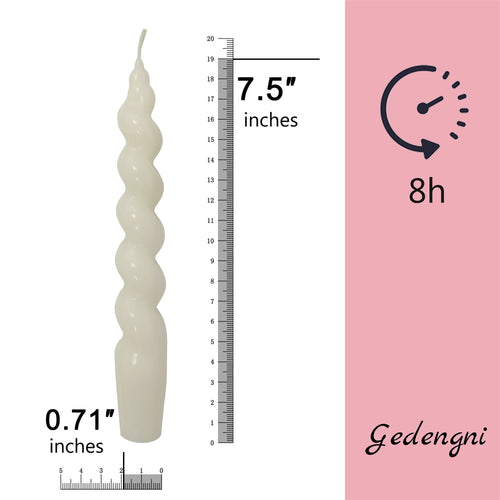 FCHSHAMD 7.3'' White Taper Candles - Unscented Spiral Candlesticks 2 Pack EasyOptionXY LLC