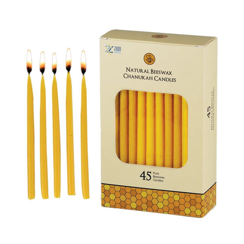 Zion J udaica Quality Natural Beeswax H anukkah Candles Set of 45 - Standard Size C hanukah Candle 5.75" Tall - Premium Bee Wax Chanukkah Candles Fits Standard Menorahs Natures Best Bees wax Candles EasyOptionXY LLC