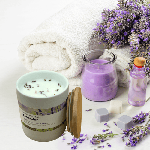Lavender Scented Candles - Terreux Home Candles with Natural Essential Oils | 10 oz. Ceramic Jar Candle - Burn Time 36 Hrs. Plus EasyOptionXY LLC