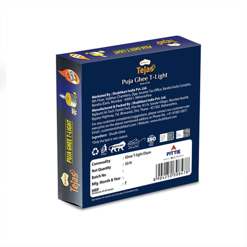 Shubhkart Tejas 50 Piece Pure Ghee Tea light Candle Set EasyOptionXY LLC